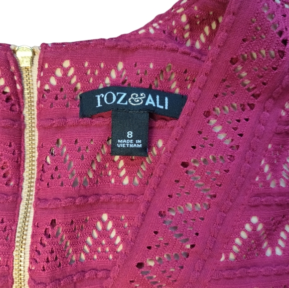 NWT Roz&Ali Dressbarn Dress Size 8 Maroon Burgundy Wine Red with Cream Lining - Picture 4 of 10